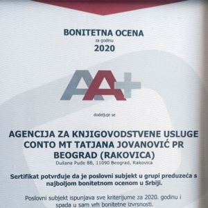 Sertifikat i Bonitetna ocena
